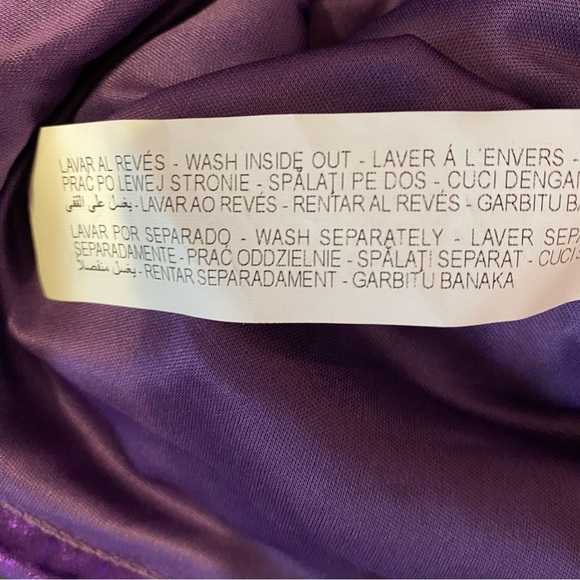 Zara Mini Dress Corset Bodycon Strapless Purple Metallic Satin Size Medium - Picture 13 of 16